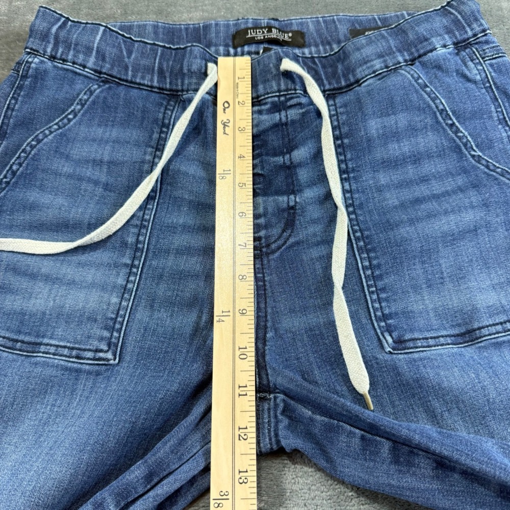 Judy Blue Denim Joggers Medium Wash Raw Hem Drawstring Jeans Size 11/30 - Picture 5 of 9